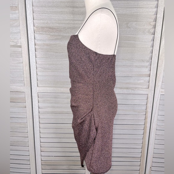 WINDSOR Glitter Girl Bodycon Slip Dress Mauve/Black Sparkle-Large - Picture 3 of 4